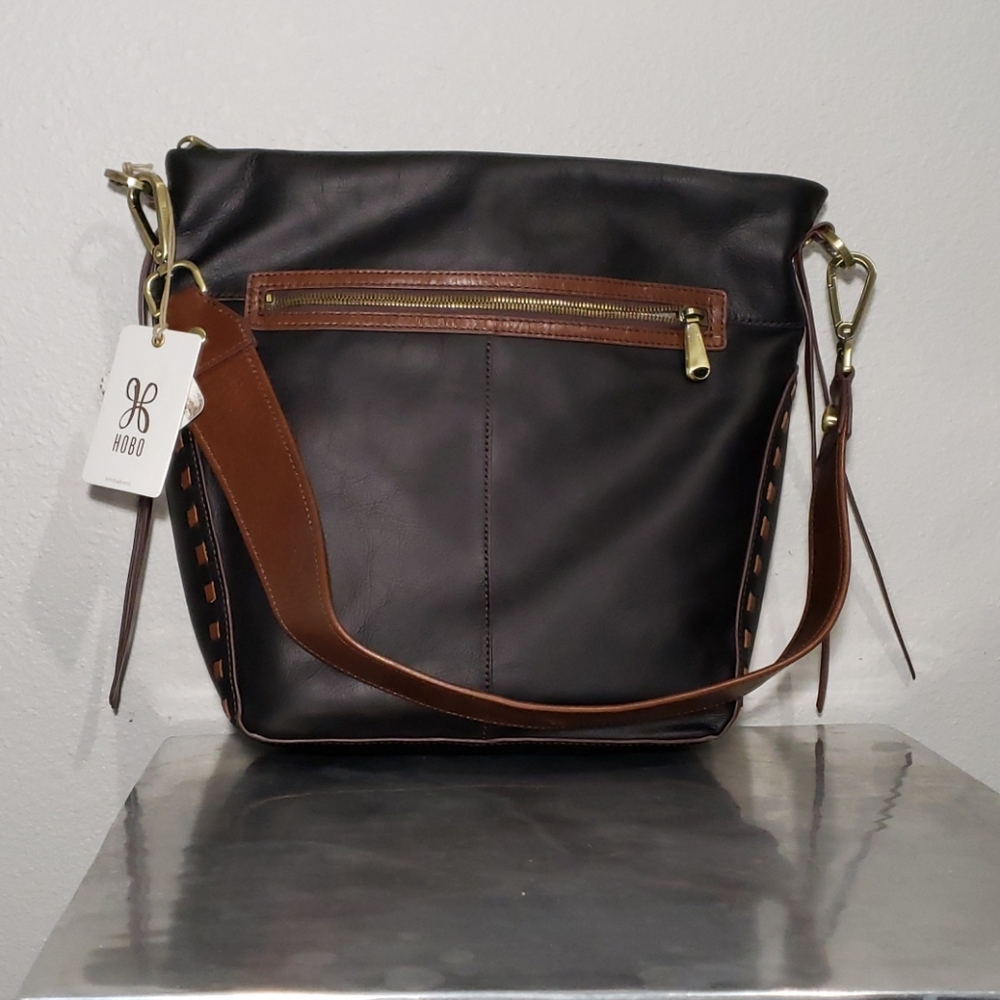 EUC HOBO CANYON SHOULDER BAG BLACK/BROWN TRIM